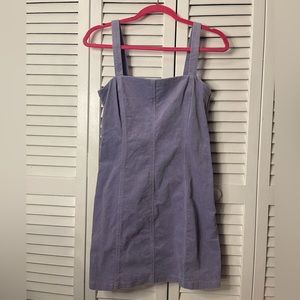 Purple mini velvet dress with cut out back
